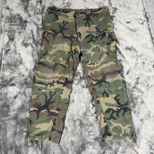 Rothco Pants Mens XL 40x31 Green Camo Cargo Army Woodland Gusset Baggy Military